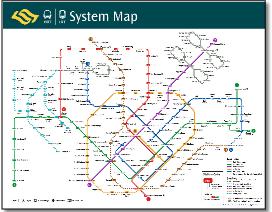 Singapore MRT & LRT train / rail map